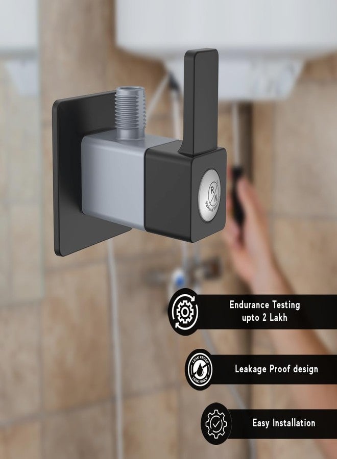 R. N. RN PTMT Superior Plastic Faucet Heavy Duty Angle Valve for Bathroom Sink, Geyser | Angle Cock with Wall Flange (Metallic-Grey-Black-Dual)_RNVIP09B01 | 20mm(3/4") Cartridge - Image 3